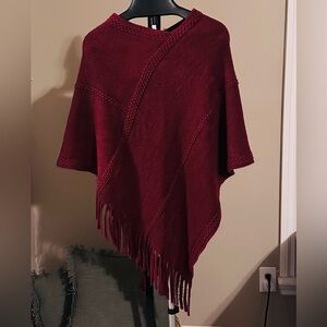 Elegant Burgundy Poncho Sweater